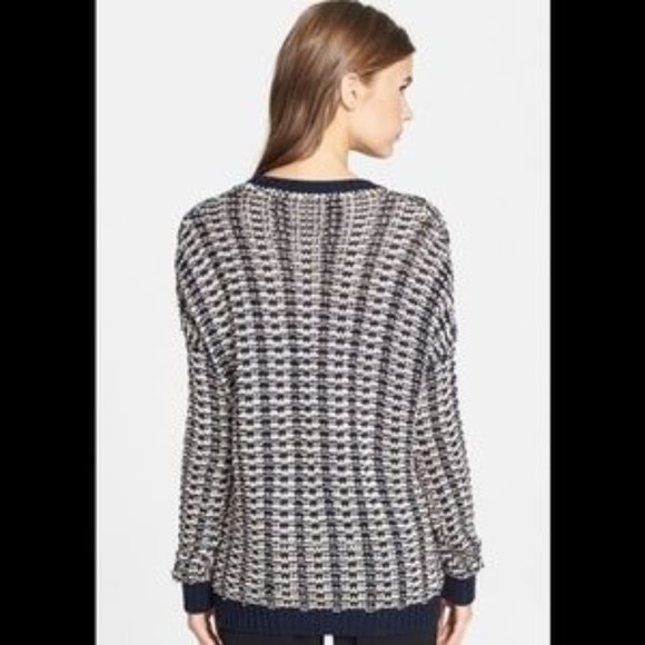 Vince Textured Sweater - Navy/Cream - Picture 3 of 11